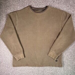 Vintage Y2K Timberland‎ Sweaters Mens Sz L Army Green Fleece Lined Pullover Knit